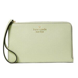 Kate Spade - Staci LZip Wristlet - leather - sage green NWT